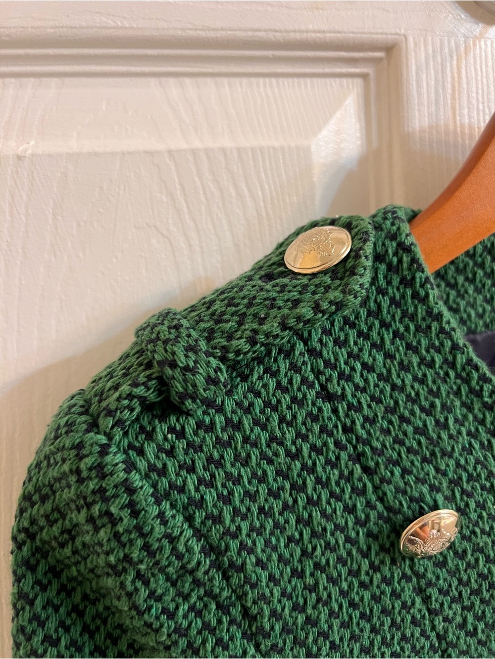 Zara Green Cropped blazer Jacket with Gold Buttons XS - Picture 6 of 11